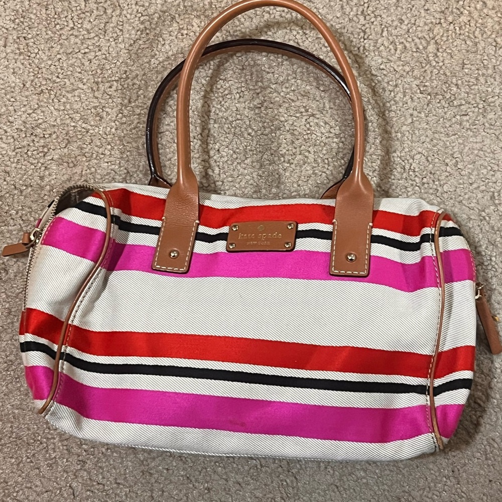 Kate Spade Oak Island Multicolor Stripe Canvas Medium Handbag